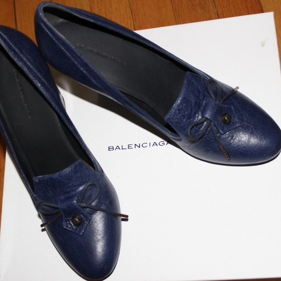 $675 BALENCIAGA ARENA BLEU NAUTIQUE WEDGE SHOES - Picture 1 of 8